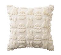 Generisch Federa per cuscino, 45 x 45 cm, morbida federa per cuscino con coniglietto e uova, decorazione primaverile, per soggiorno, divano, poltrona, casa, appartamento, interni
