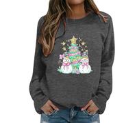 Generisch Felpa a maniche lunghe con scollo rotondo, in morbido pile come accogliente top invernale per le giornate di festa, grigio., S