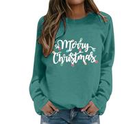 Generisch Felpa a maniche lunghe con scollo rotondo, in morbido pile per un comfort invernale nel periodo natalizio come top alla moda, verde, XXL