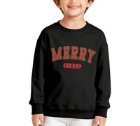 Generisch Felpa a maniche lunghe con scollo rotondo, stampa a lettere, per ragazzi, maglione morbido e casual, perfetto per le vacanze invernali., Nero , 3-4 Jahre