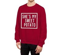 Generisch Felpa a maniche lunghe per coppie con romantica scritta d'amore She's My Potato I Yam come dichiarazione alla moda per le donne, Colore: rosso, XXL