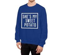 Generisch Felpa a maniche lunghe per coppie con romantica scritta d'amore She's My Potato I Yam come dichiarazione alla moda per le donne, Blu, L