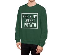 Generisch Felpa a maniche lunghe per coppie con romantica scritta d'amore She's My Potato I Yam come dichiarazione alla moda per le donne, Verde scuro, XL