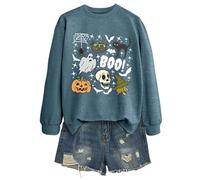 Generisch Felpa adolescente ragazza felpa donna senza tema Halloween gatto maglia manica lunga perfetta per l'uso quotidiano casual pallavolo con cappuccio, Blu marino, XXL
