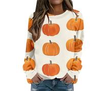 Generisch Felpa autunnale da donna con scollo rotondo, elegante stampa a letter per casual alla moda, Colore: arancione., L