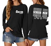 Generisch Felpa bianca da donna e donna. Una felpa casual con scollo rotondo a maniche lunghe senza berretto Miss Donna, Nero , XL