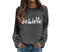 Generisch Felpa casual alla moda a maniche lunghe con scollo rotondo come comoda parte superiore per il tempo libero e le vacanze senza, grigio scuro, S