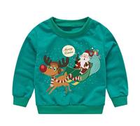 Generisch Felpa casual alla moda per ragazze con scollo rotondo stampa lettere per bambini dal design alla moda, verde, 2-3 Jahre