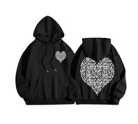 Generisch Felpa casual con cappuccio con stampa QR, a maniche lunghe, con coulisse, con cappuccio, Nero , XXL