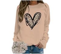 Generisch Felpa casual con cappuccio da donna con romantico design a forma di cuore come regalo di San Valentino alla moda per un elegante nel tempo libero, cachi, M