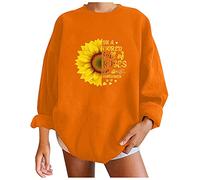 Generisch Felpa casual da donna a maniche lunghe, design moderno con stampa come top largo, per il tempo libero, Colore: arancione., XL