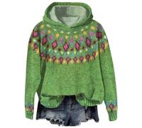 Generisch Felpa casual da donna con cappuccio con stampa personalizzata, a maniche lunghe, versatile compagno di tutti i giorni per abbigliamento casual alla moda, verde, 3XL