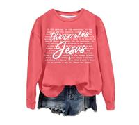 Generisch Felpa casual da donna con scollo rotondo, top alla moda, per tutti i giorni, tempo libero, rosa intenso, L