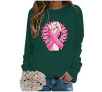 Generisch Felpa casual da donna, girocollo senza stampa, mese internazionale di coscienza del cancro al seno, verde, L