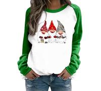 Generisch Felpa casual da donna, maniche raglan con stampa moderna, design per il tempo libero, comfort, verde, 3XL