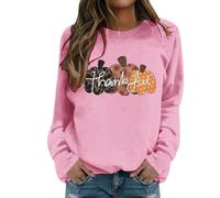 Generisch Felpa casual senza stampa del Ringraziamento per una comoda moda autunnale per occasioni festive come comodo maglione con scollo rotondo, Colore: rosa., XL