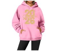 Generisch Felpa con cappuccio a maniche lunghe, casual, con stampa a lettere, per inverno e caldo, Colore: rosa., S