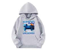 Generisch Felpa con cappuccio alla moda per ragazzi, taglio ampio con tasca, ideale per i giovani nella vita quotidiana, campus, tempo libero, maniche lunghe, girocollo, adatta per l'inverno, grigio
