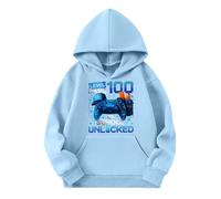 Generisch Felpa con cappuccio alla moda per ragazzi, taglio ampio con tasca, ideale per i giovani nella vita quotidiana, campus, tempo libero, maniche lunghe, girocollo, adatta per l'inverno, Azzurro