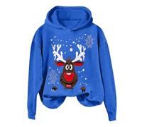 Generisch Felpa con cappuccio casual con scollo rotondo, stampa a lettere come comoda maglietta streetwear per la moda sportiva quotidiana, Blu, M