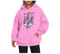 Generisch Felpa con cappuccio casual con stampa grafica casual, vestibilità comoda per un comodo streetwear comfort nella vita di tutti i giorni, Colore: rosa., XL