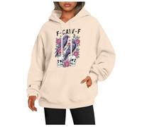 Generisch Felpa con cappuccio casual con stampa grafica casual, vestibilità comoda per un comodo streetwear comfort nella vita di tutti i giorni, beige., XL