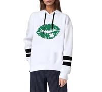 Generisch Felpa con cappuccio casual da donna, a maniche lunghe, con stampa a lettere, per uno stile streetstyle alla moda, comodo da usare, bianco, XL