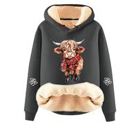 Generisch Felpa con cappuccio casual da donna in pile con incantevole stampa a mucca, alla moda per un comfort accogliente nella vita di tutti i giorni nel tempo libero