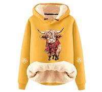 Generisch Felpa con cappuccio casual da donna in pile con incantevole stampa a mucca, alla moda per un comfort accogliente nella vita di tutti i giorni nel tempo libero