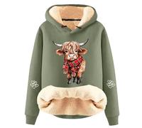 Generisch Felpa con cappuccio casual da donna in pile con incantevole stampa a mucca, alla moda per un comfort accogliente nella vita di tutti i giorni nel tempo libero