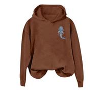Generisch Felpa con cappuccio casual da donna, morbida e confortevole, da indossare tutti i giorni, leggera giacca in pile a maniche lunghe con cerniera e design stampato, perfetta per la primavera e