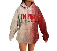 Generisch Felpa con cappuccio casual per Halloween con stampa di lettere, per autunno e inverno, 9-beige, L