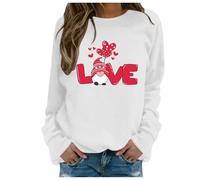 Generisch Felpa con cappuccio con scollo rotondo per San Valentino, da donna, a maniche lunghe, in velluto, bianco, M