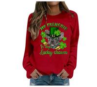 Generisch Felpa con cappuccio con stampa a lettere e girocollo da donna per autunno e inverno Check 24 maglioni, Colore: rosso, S