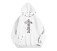 Generisch Felpa con cappuccio con stampa a lettere, tasche a maniche lunghe I miei ordini Annunci, bianco, S