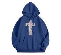 Generisch Felpa con cappuccio con stampa a lettere, tasche a maniche lunghe I miei ordini Annunci, Blu scuro, XL