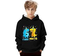 Generisch Felpa con cappuccio con stampa grafica per ragazzi e ragazze, maglione in pile morbido con motivi per giocare a scuola, Nero , 4-5 Jahre