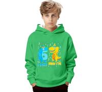 Generisch Felpa con cappuccio con stampa grafica per ragazzi e ragazze, maglione in pile morbido con motivi per giocare a scuola, verde, 5-6 Jahre