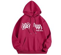 Generisch Felpa con cappuccio con zip e cappuccio Hip Hop con stampa Street Fashion Unisex con coulisse e cappuccio 90 E Girl Top Vinted Hoodie, rosa intenso, L