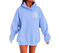 Generisch Felpa con cappuccio cristiano, da donna, con lettere stampate, con tasca a marsupio, maglietta sportiva a maniche lunghe, tinta unita, Y2K Hip Hop Streetwear, A blu 1, 3XL