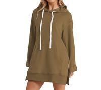 Generisch Felpa con cappuccio da donna 2025 con cappuccio Autunno Inverno Zip Felpa con cappuccio Felpa con cappuccio Adolescente Ragazza Colletto alto per proteggere il collo dal freddo, Kaki #2, L