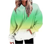 Generisch Felpa con cappuccio da donna alla moda con gradiente di colore e coulisse sul davanti, abbigliamento casual per autunno e inverno maglione privato, Giallo chiaro, S