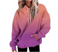 Generisch Felpa con cappuccio da donna alla moda con gradiente di colore e coulisse sul davanti, abbigliamento casual per autunno e inverno maglione privato, Colore: rosa., M