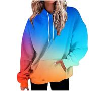 Generisch Felpa con cappuccio da donna alla moda con gradiente di colore e coulisse sul davanti, abbigliamento casual per autunno e inverno maglione privato, gold, XXL