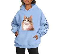 Generisch Felpa con cappuccio da donna alla moda con maniche a lettera, morbido tessuto francese, taglio casual con tasca a marsupio, regolabile, ideale per la primavera, comoda da indossare nella