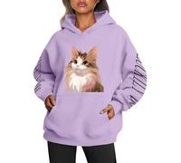 Generisch Felpa con cappuccio da donna alla moda con maniche a lettera, morbido tessuto francese, taglio casual con tasca a marsupio, regolabile, ideale per la primavera, comoda da indossare nella