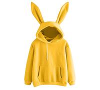 Generisch Felpa con cappuccio da donna con berretto con orecchie da coniglio, elegante, a maniche lunghe, leggera, confortevole, per le mezze stagioni, per il tempo libero, per autunno e inverno