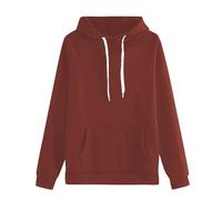 Generisch Felpa con cappuccio da donna, con cappuccio, beige, tinta unita, con cappuccio, casual, con cappuccio, in pile, elasticizzato, comodo maglione da lavoro in cotone, marrone, s