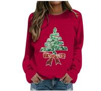 Generisch Felpa con cappuccio da donna con cappuccio, con cappuccio, per la mamma e il buon Natale, felpa, mamma io, maglione, baby, maglietta, pizzo per albero di Natale, Colore: rosso, L