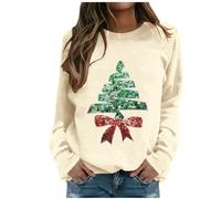 Generisch Felpa con cappuccio da donna con cappuccio, con cappuccio, per la mamma e il buon Natale, felpa, mamma io, maglione, baby, maglietta, pizzo per albero di Natale, beige., XL